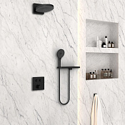 Vincea Душевой комплект встраиваемый: смеситель, без излива, верх. и ручн. душ, цвет: черный матовый VSFW-4I211RMB