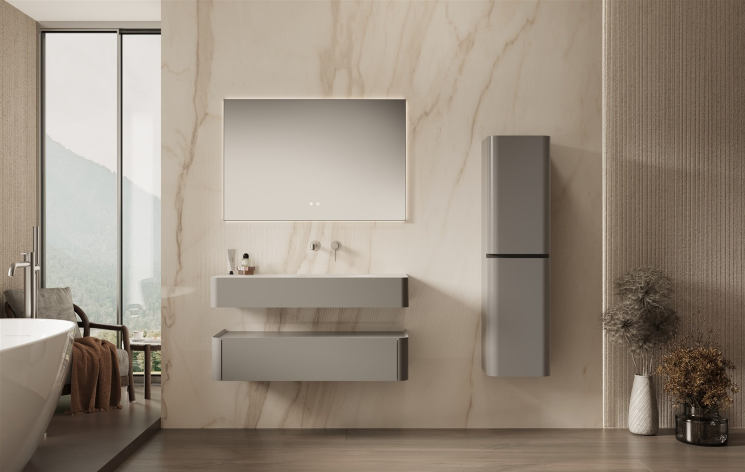 Vincea Caprise Тумба подвесная 120x52x26h см, цвет: светло-серый матовый VMC-4CA120MLG