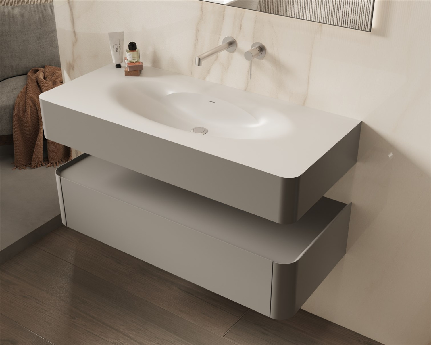 Vincea Caprise Тумба подвесная 120x52x26h см, цвет: светло-серый матовый VMC-4CA120MLG