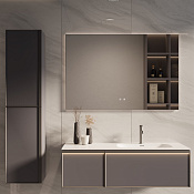 Vincea Elise Тумба под раковину правая, подвесная 119,4x52,5x35h см, цвет: серый матовый Soft-touch VMC-4EL120MG-R