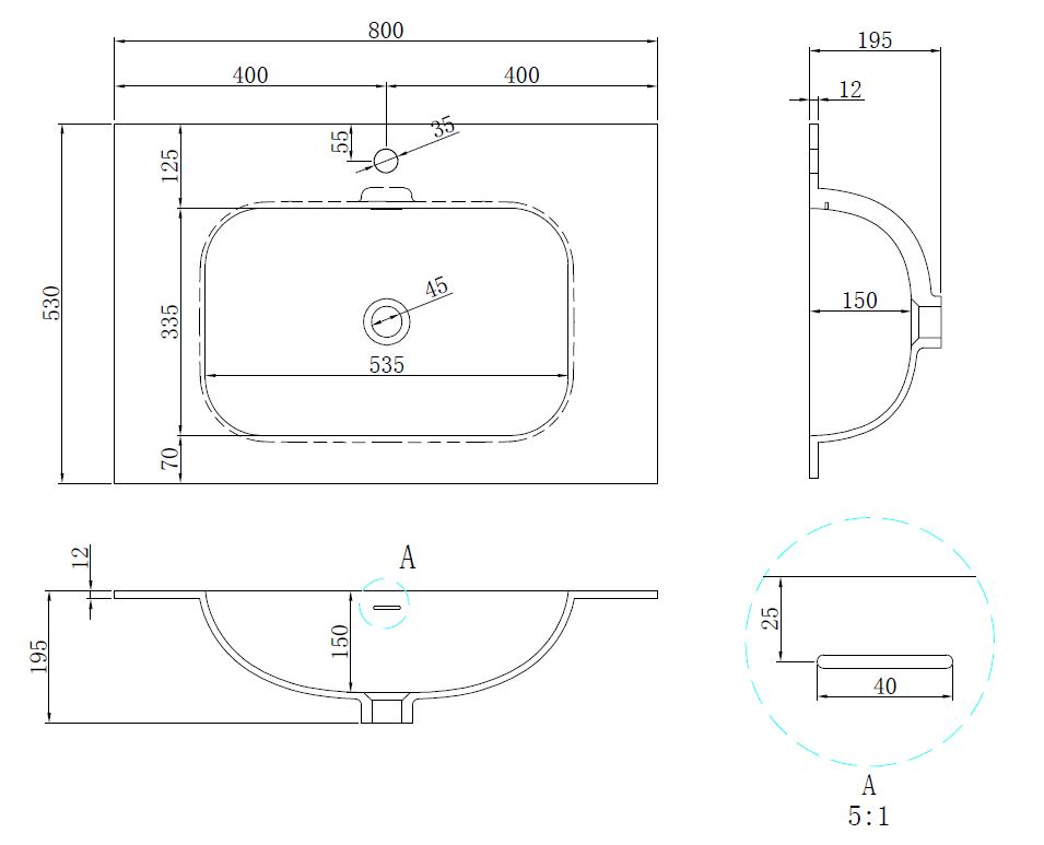 Vincea Elise Раковина накладная 80x53 см, с переливом, цвет: белый матовый VCB-4EL800MW