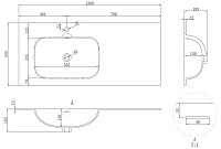 Vincea Elise Раковина накладная левая 120x53 см, с переливом, цвет: белый матовый VCB-4EL120MW-L
