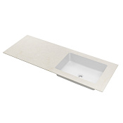 Vincea Luxe Столешница 140х52 см, кварц, интегрирован. правая белая раковина, цвет: бежевый матовый VWTB-4LX140QBG-R