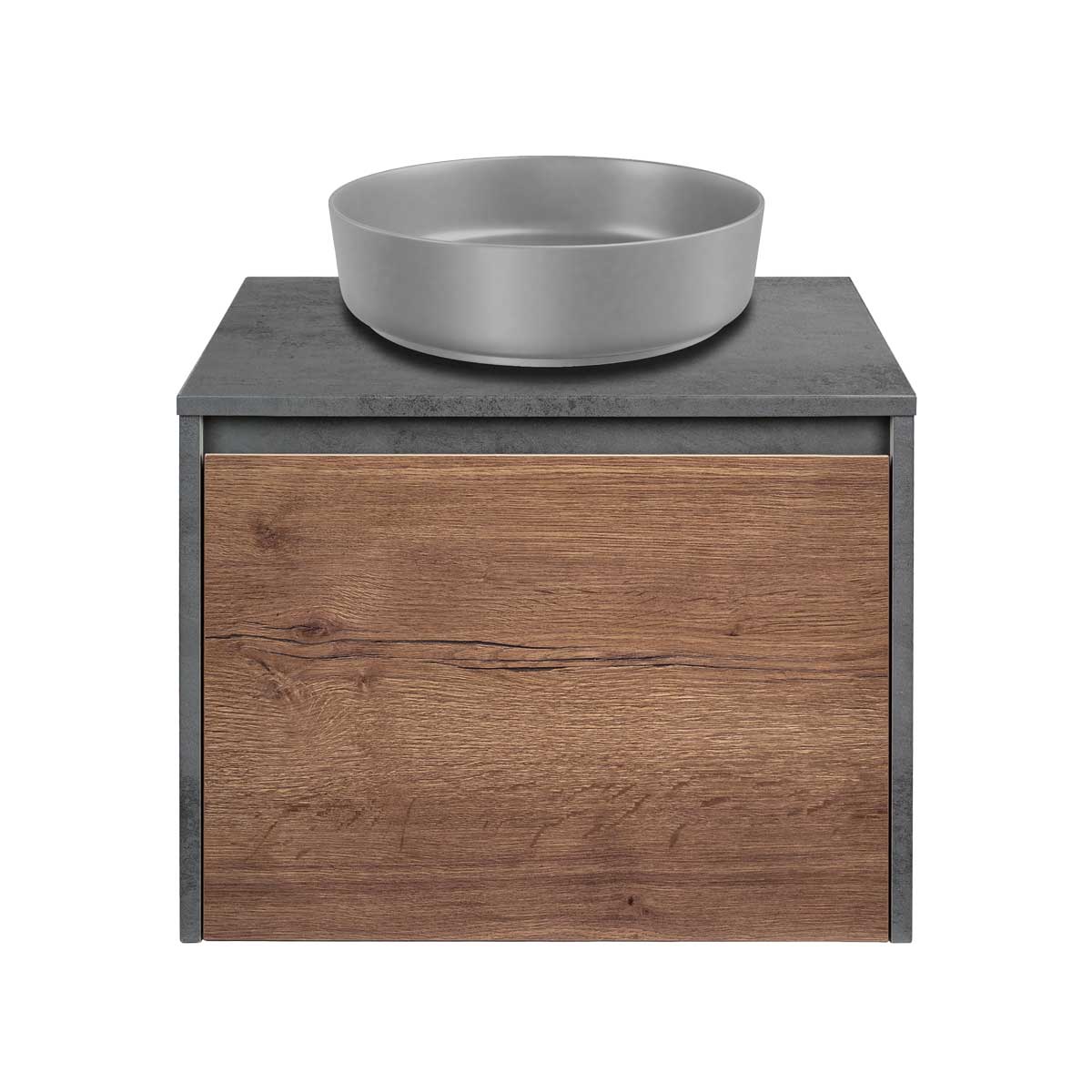 Vincea Mesa Тумба под раковину, подвесная 60x50x45h см, цвет: T.Oak, Beton VMC-2MS600TB