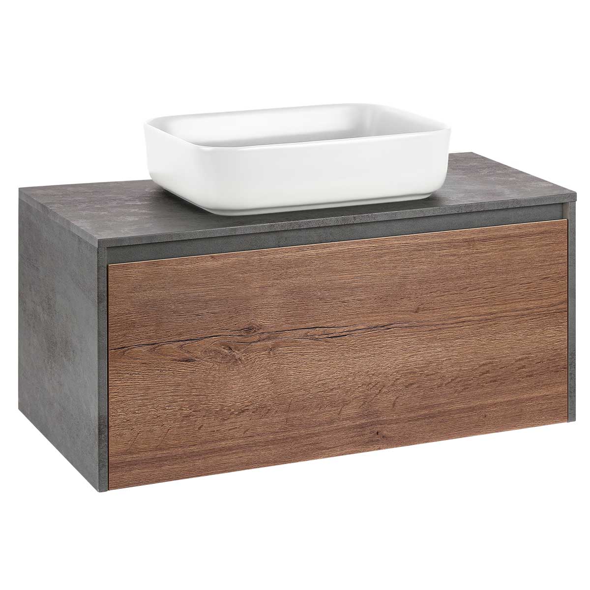 Vincea Mesa Тумба под раковину, подвесная 100x50x45h см, цвет: T.Oak, Beton VMC-2MS100TB