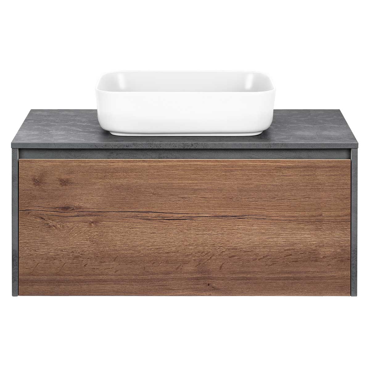 Vincea Mesa Тумба под раковину, подвесная 100x50x45h см, цвет: T.Oak, Beton VMC-2MS100TB