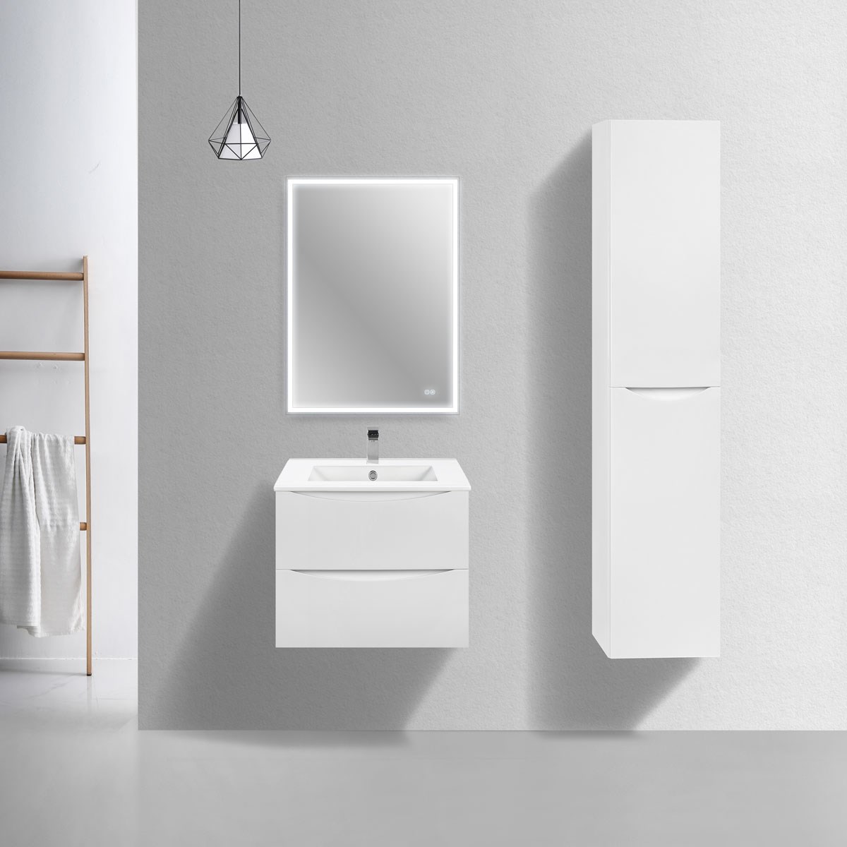 Vincea Mia Slim Тумба под раковину, подвесная 60,5x39,4x50h см, цвет: G.White VMC-2MC600S1GW