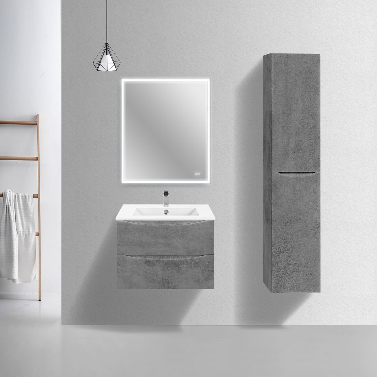 Vincea Mia Slim Тумба под раковину, подвесная 70,4x39,4x50h см, цвет: Beton VMC-2MC700S1BT