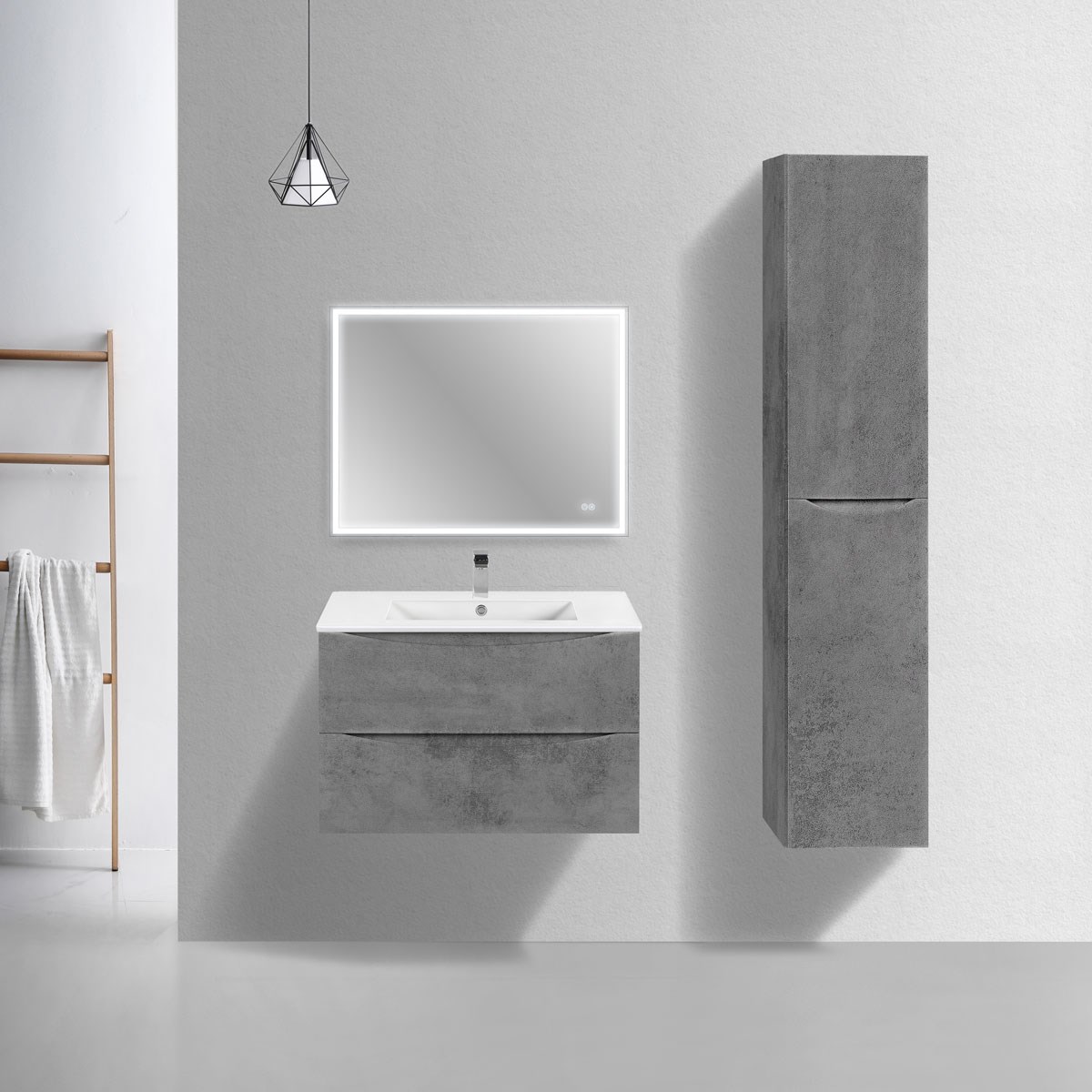 Vincea Mia Slim Тумба под раковину, подвесная 80,2x39,4x50h см, цвет: Beton VMC-2MC800S1BT