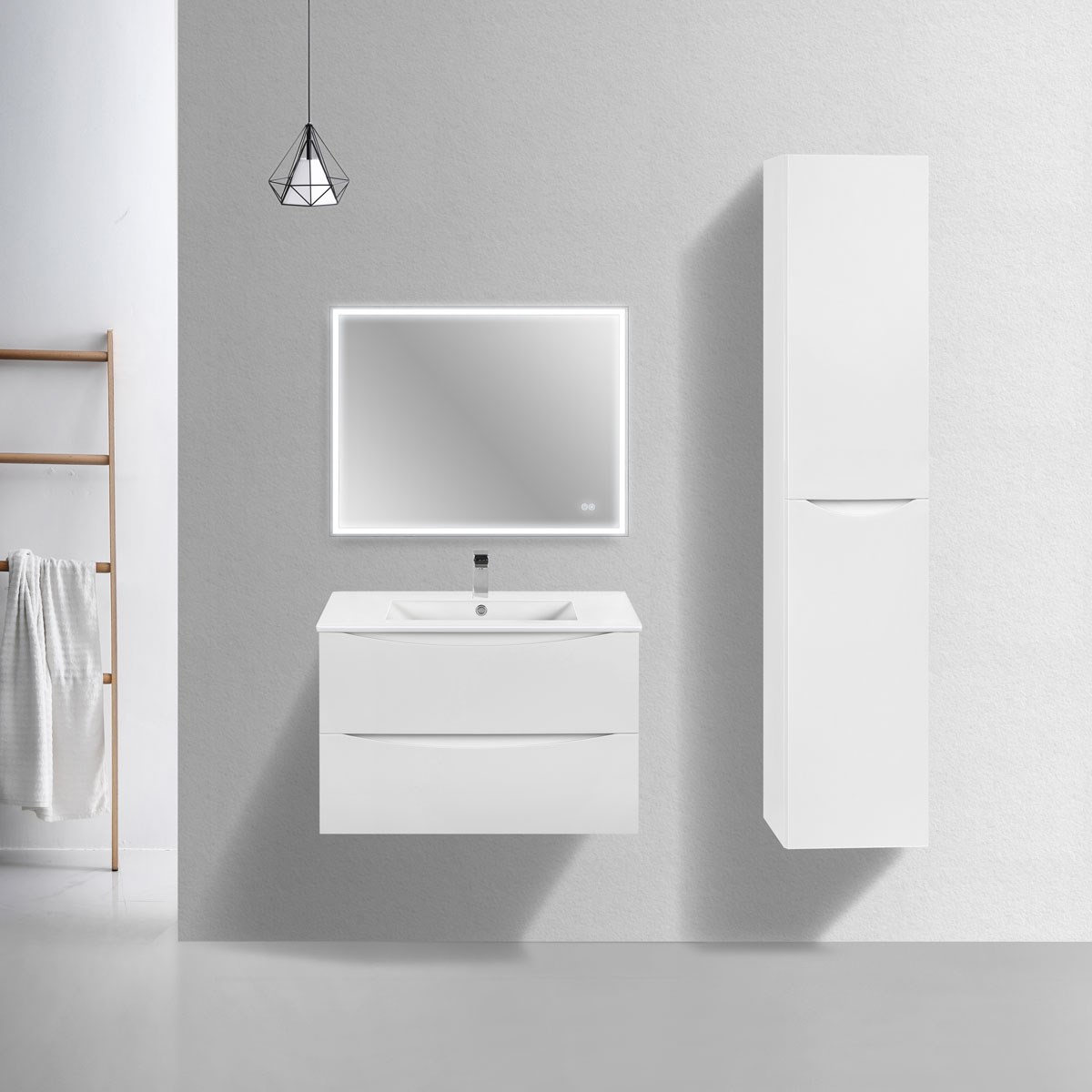 Vincea Mia Slim Тумба под раковину, подвесная 80,2x39,4x50h см, цвет: G.White VMC-2MC800S1GW