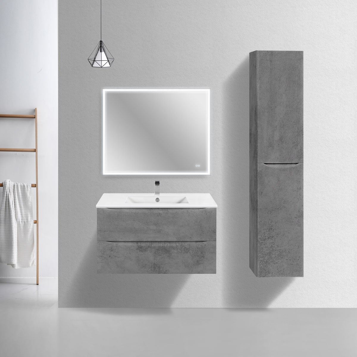 Vincea Mia Slim Тумба под раковину, подвесная 90,1x39,4x50h см, цвет: Beton VMC-2MC900S1BT