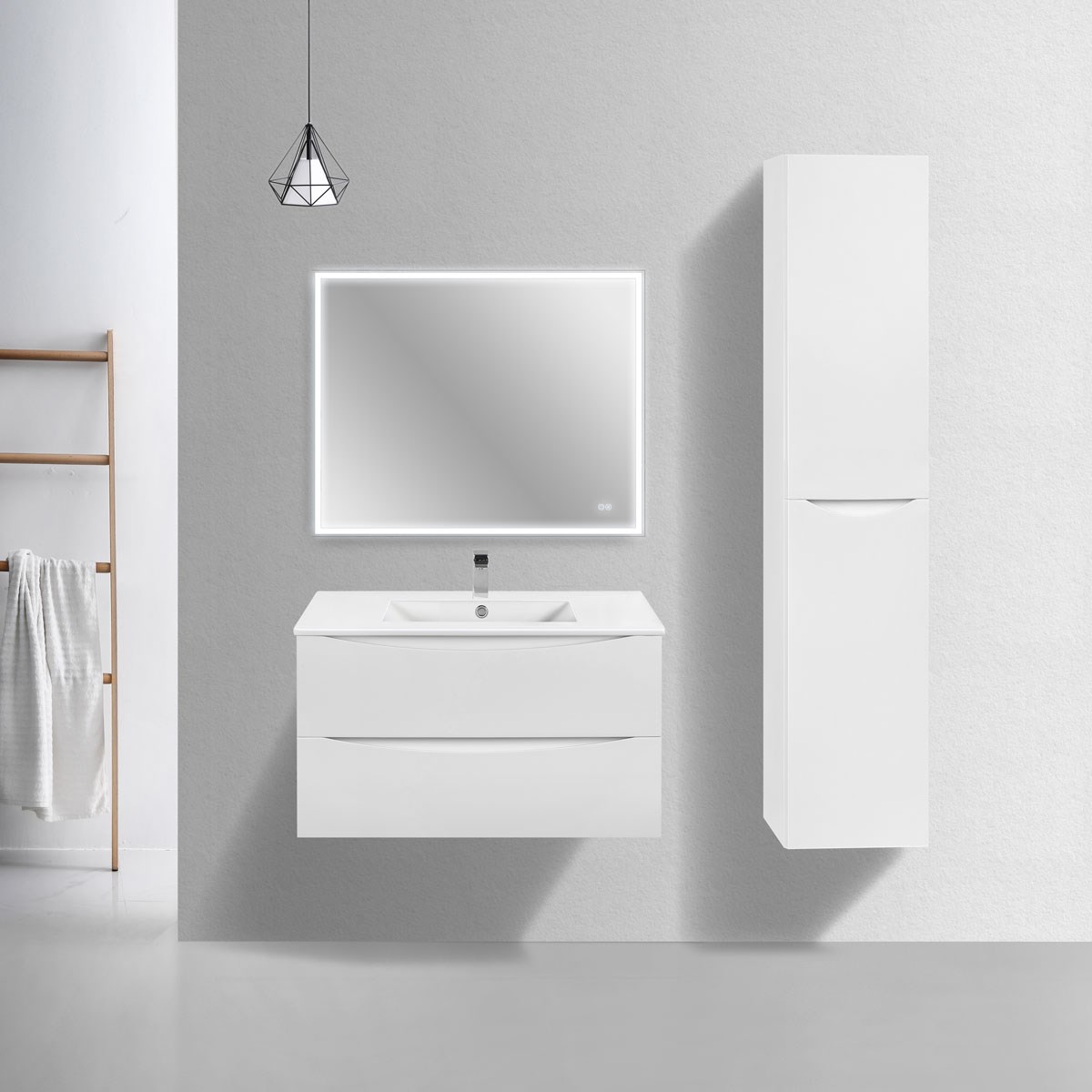 Vincea Mia Slim Тумба под раковину, подвесная 90,1x39,4x50h см, цвет: G.White VMC-2MC900S1GW