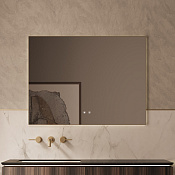 Vincea Зеркало подвесное с подсветкой 120x80h см, с сенс. выкл., антизапотевание, цвет: браш. золото VLM-4F100BG-2