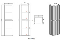 Vincea Alto Шкаф-пенал подвесной правый 40,4x35x150h см, цвет: светло-серый матовый VSC-4A150MG-R