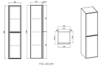Vincea Elise Шкаф-пенал подвесной 35x35x150h см, цвет: серый матовый Soft-touch VSC-4EL150MG