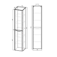 Vincea Paola Шкаф-пенал подвесной левый 35x35x170h см, цвет: V.Oak VSC-2P170VO-L