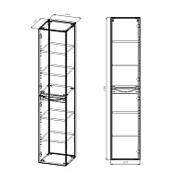 Vincea Mia Шкаф-пенал подвесной левый 35x35x170h см, цвет: R.Wood VSC-2M170RW-L