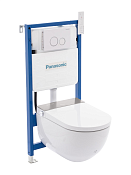 Panasonic Комплект: подвесной унитаз-биде, инсталляция и кнопка смыва, цвет: matt white 2730
