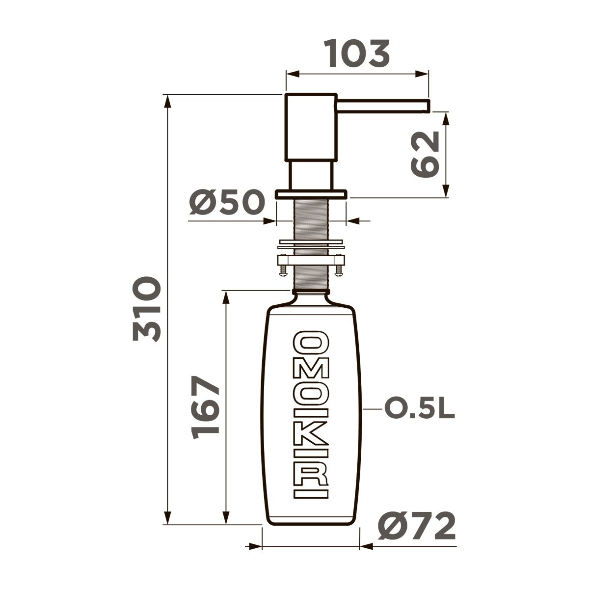 Omoikiri OM-8 Дозатор для жидкого мыла встраиваемый, цвет: нержавеющая сталь 4995098