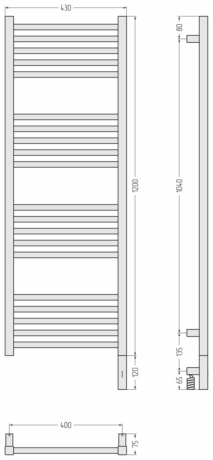 Сунержа Модус 3.1 Полотенцесушитель электрический правый 40x120h см, цвет: состаренная латунь 051-5901-1240