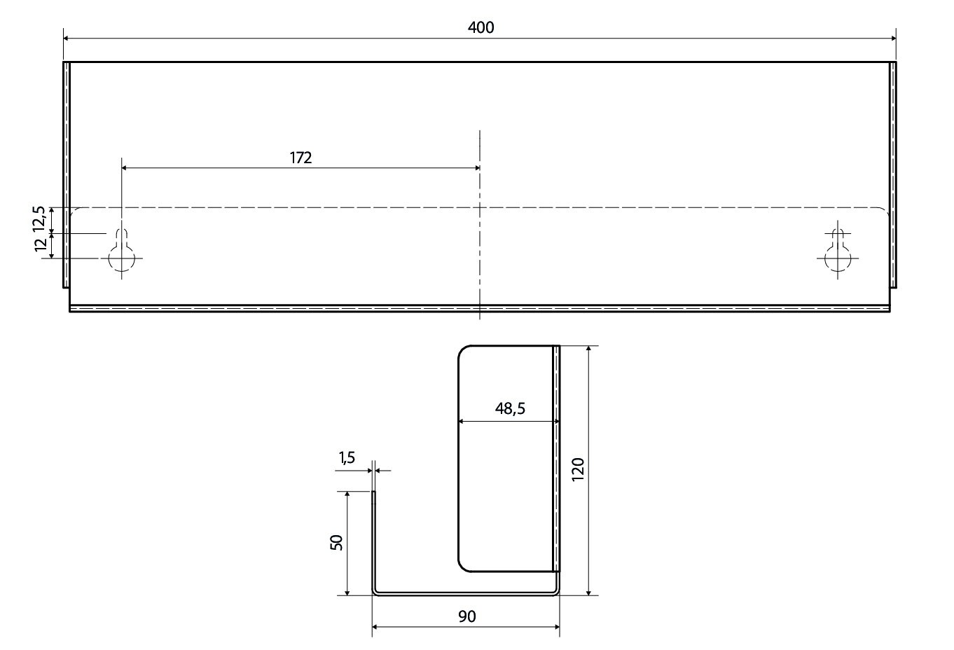 Bemeta Living Полка для душа 40 см, подвесная, цвет: черный 101502420