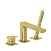 Kludi Decus Смеситель на борт ванны на 3 отв., без излива, с руч. душем, цвет: брашированное золото 54448N075