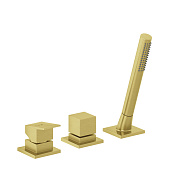 Kludi Decus Смеситель на борт ванны на 3 отв., без излива, с руч. душем, цвет: брашированное золото 54447N075