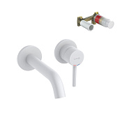 Kludi Bozz Смеситель для раковины встраиваемый, с внутрен. частью, излив 18 см, цвет: белый матовый 382445376S