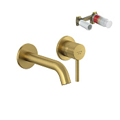 Kludi Bozz Смеситель для раковины встраиваемый, с внутренней частью, излив 18 см, цвет: браш. золото 38244N076S