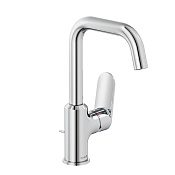 Kludi X1 Смеситель для раковины высокий, с донным клапаном, излив 15,5 см, цвет: хром 320270575