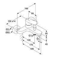 Kludi X1 Смеситель для ванны, излив 17 см, цвет: хром 326910575