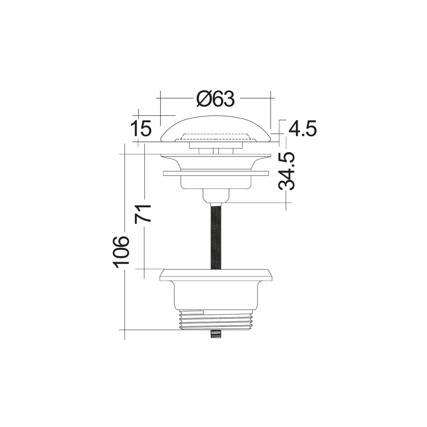 Kludi Rotexa Донный клапан универсальный click-clack, цвет: белый 1047143-00