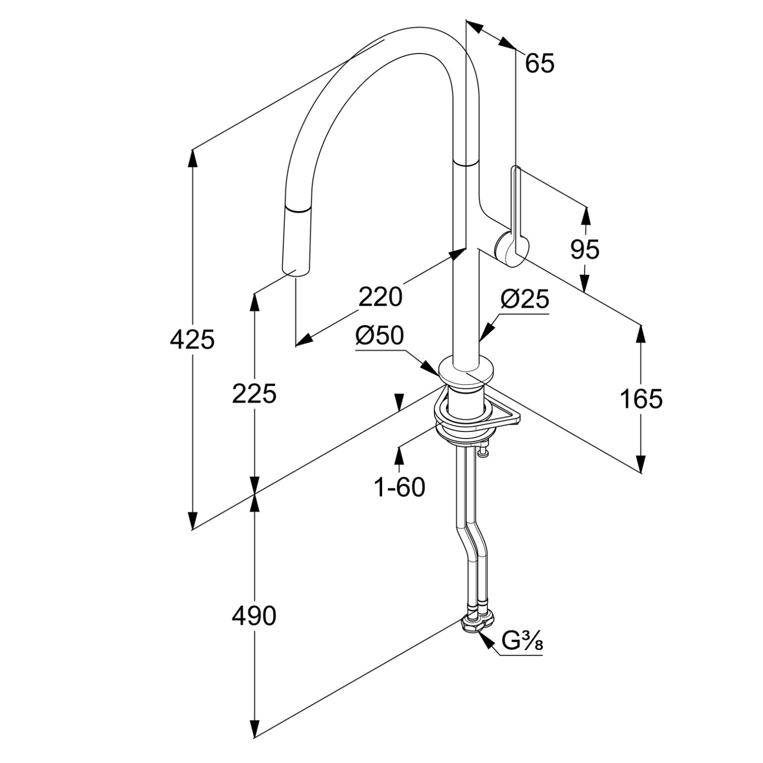 Kludi Reef Смеситель для кухни с выдвижным изливом, цвет: хром 508510575