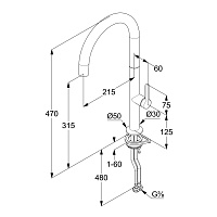 Kludi Aurea Смеситель для кухни с поворотным изливом, цвет: брашированный никель 55803N575