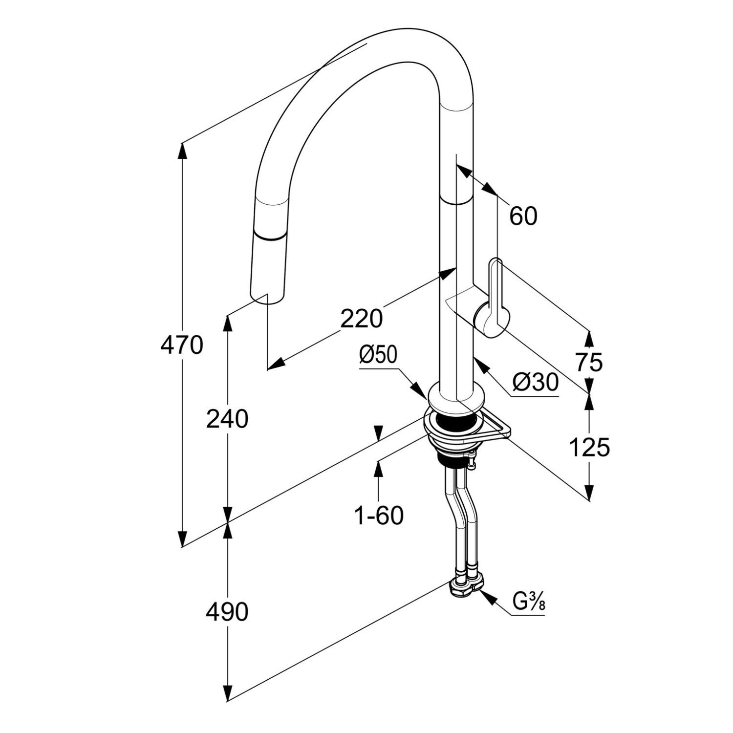 Kludi Aurea Смеситель для кухни с выдвижным изливом, цвет: хром 558520575