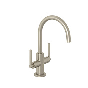 Kludi Nova Fonte Смеситель для раковины высокий, с д/к, излив 17 см, цвет: брашированный никель PVD 20118N515