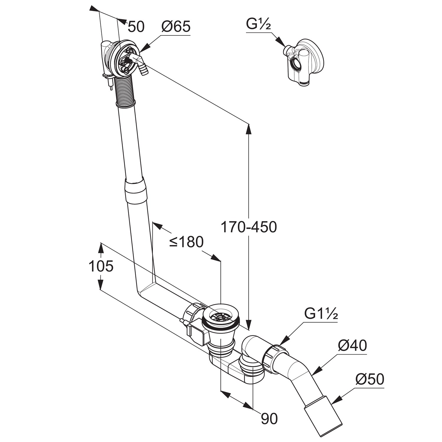 Kludi Rotexa Слив-перелив для ванны, цвет: белый глянцевый 2131500-00