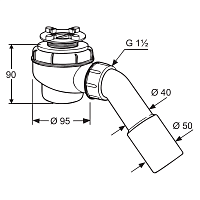 Kludi Tasso Сифон для поддона, цвет: белый глянцевый 2152000-00