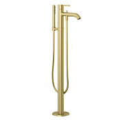 Kludi Nova Fonte Смеситель для ванны напольный с душ. набором, излив 21 см, цвет: браш. золото PVD 38590N015