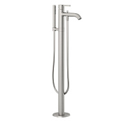 Kludi Nova Fonte Смеситель для ванны напольный с душ. набором, излив 21 см, цвет: браш. никель PVD 38590N515