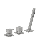 Kludi Decus Смеситель на борт ванны на 3 отв., без излива, с ручным душем, цвет: браш. никель PVD 54447N575