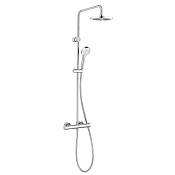 Kludi Logo Душевая стойка: термостат, без илива, руч. и верх. душ, держатель для душа, цвет: хром 6806505-00