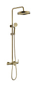 Boheme Eterna Душевая стойка: смеситель, излив, ручной и верхний душ, шланг 150 см, цвет: matt gold 178-MG