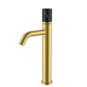 Boheme Stick Смеситель для раковины высокий, без д/к, излив 13,5 см, цвет: matt gold/mramor black 122-MG-MR-B