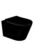 Boheme Avva Унитаз подвесной безободковый 36х53 см, смыв торнадо, сиденье микролифт, цвет: black 973-SET-B