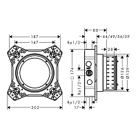 Axor iBox universal Термостат для душа, внутренняя часть на 2 потребителя 01400180