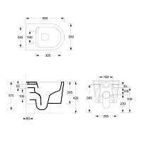 Alice Form Чаша подвесного унитаза 35х50 см, безободковый, цвет: черный матовый 22300108