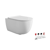 Alice Unica Унитаз подвесной 35х52 см, безободковый, смыв торнадо, с сиденьем, цвет: белый глянцевый 32254101SET
