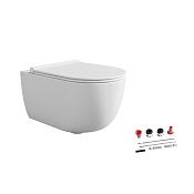 Alice Unica Унитаз подвесной 35х52 см, безободковый, смыв торнадо, с сиденьем, цвет: белый матовый 32254109SET
