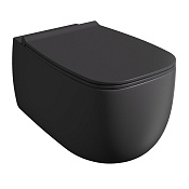 Alice Nur Чаша подвесного унитаза 38х57 см, безободковый, смыв каскадный, цвет: черный матовый 33120108